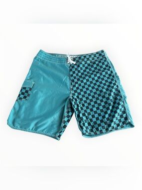 VANS ERA Classic Teal & Black Checkered Board Shorts | Size 36